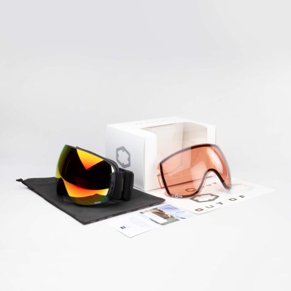 Open Ski Goggles Red MCI Lens black Color