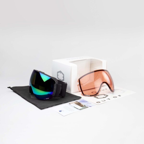 Open Ski Goggles Green MCI Lens black Color