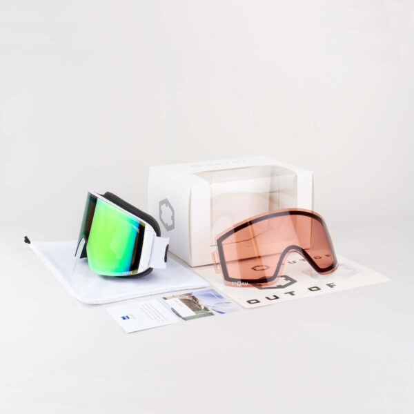 Katana Ski Goggles Green MCI Lens white Color